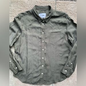 Corridor new york button down Long Sleeve shirt Green Cupro/ Rayon Blend EUC